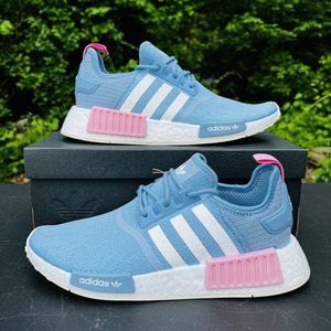 Adidas NMD R_1 Women Athletic Running Sneaker Light Blue Trainer Shoes #185